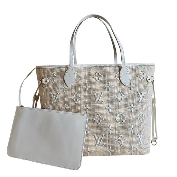 Louis Vuitton By the Pool Embroidered Raffia Monogram Neverfull MM Tote - Picture 1 of 12